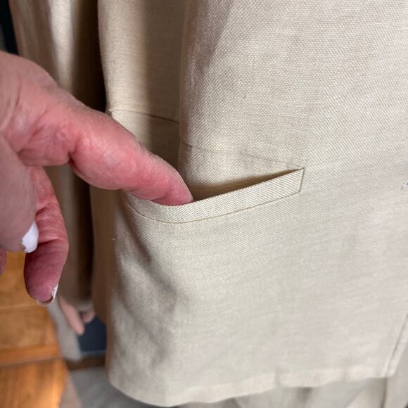 Lands’ End Linen Blend Pants Suit 10 Structured Preppy Neutral Minimalist Career - Picture 4 of 8